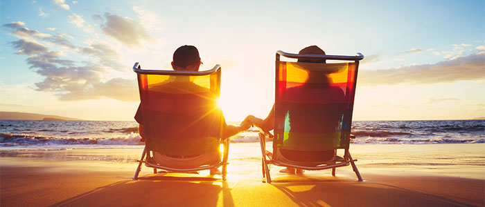Retirement Vacation Concept, Happy Mature Retired Couple Enjoyin